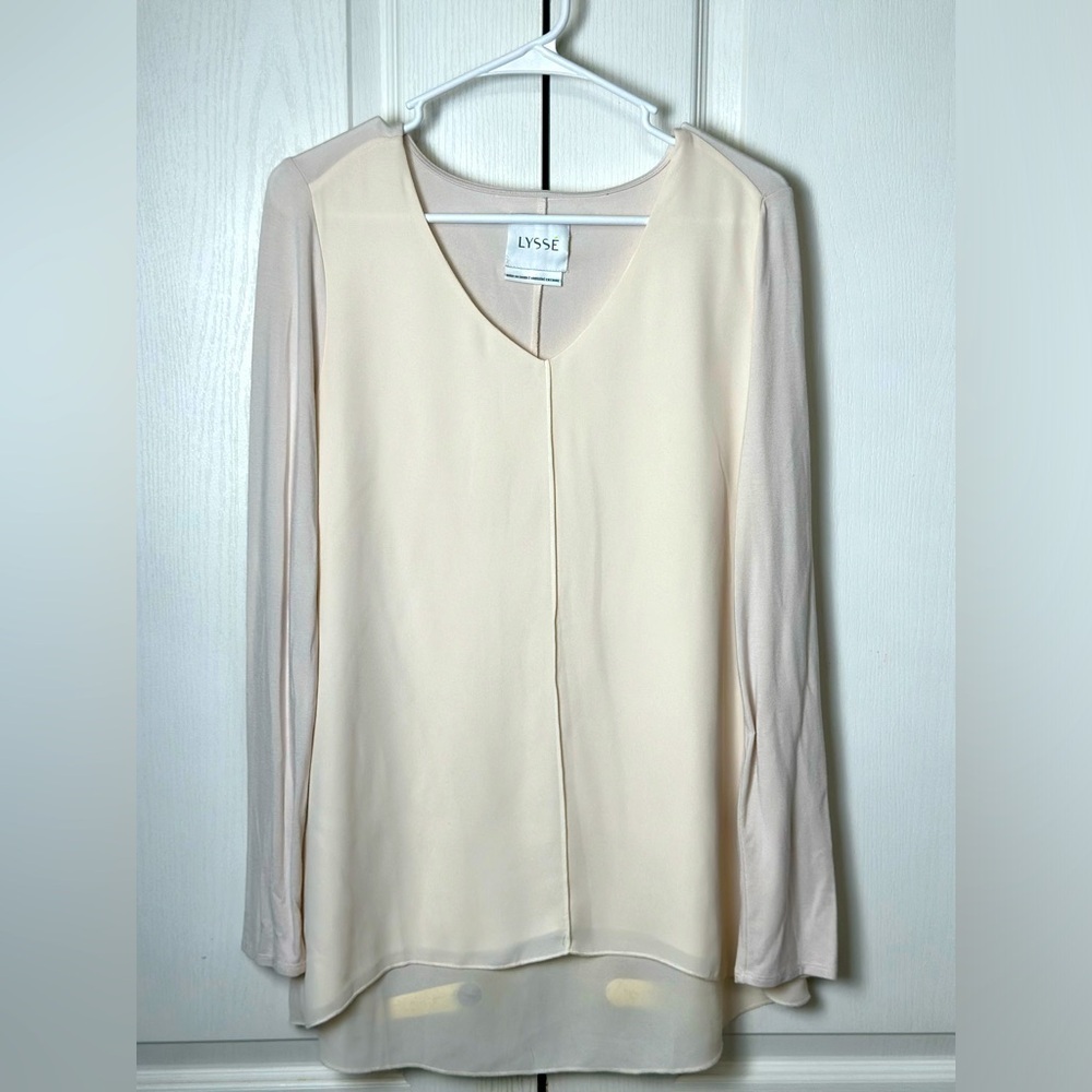 Lysse Women's V-Neck Long Sleeve Modal Blend Gauzy Shirt Blouse Size Medium - Picture 2 of 6